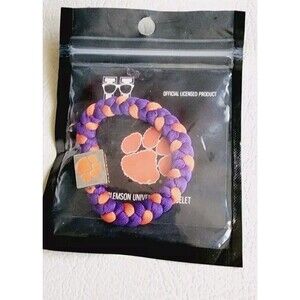 Bracelet Clemson University Colors Orange Purple Mascot Braided Bracelet